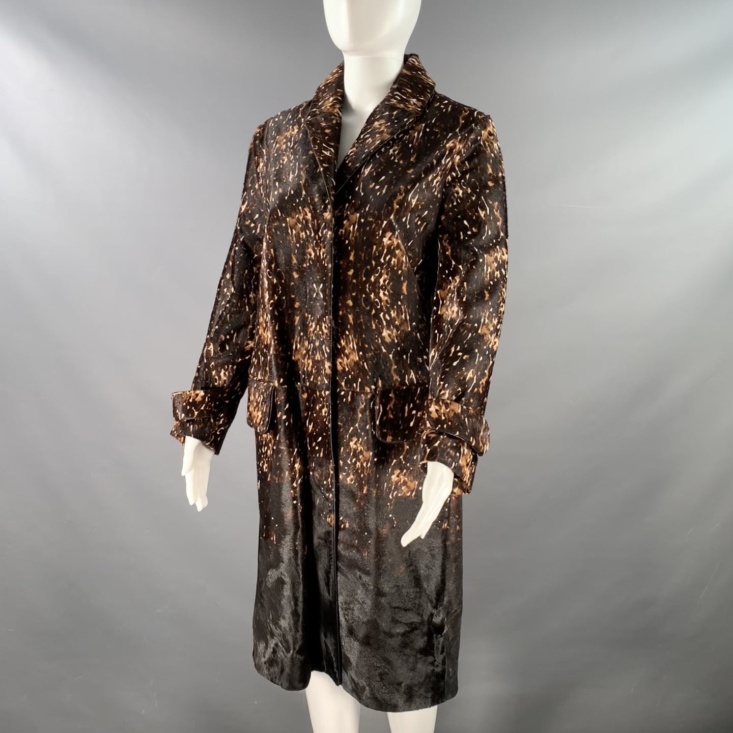 BURBERRY PRORSUM Pre-Fall 2013 Size 8 Brown & Tan Calf Hair Animal