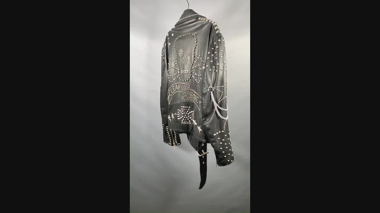 Vintage KATHARINE HAMNETT Winter 1990 Size L Black Studded Leather