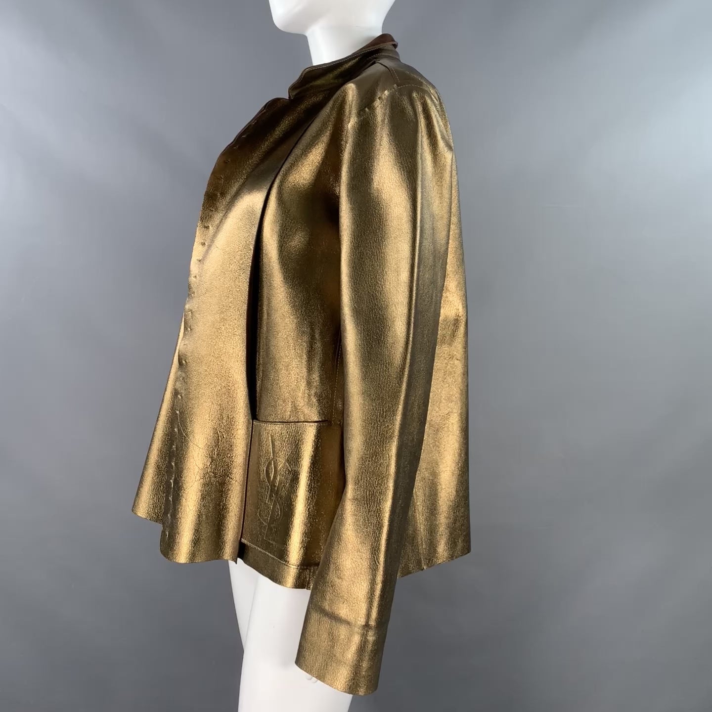 YVES SAINT LAURENT by TOM FORD Size L Gold & Brown Leather