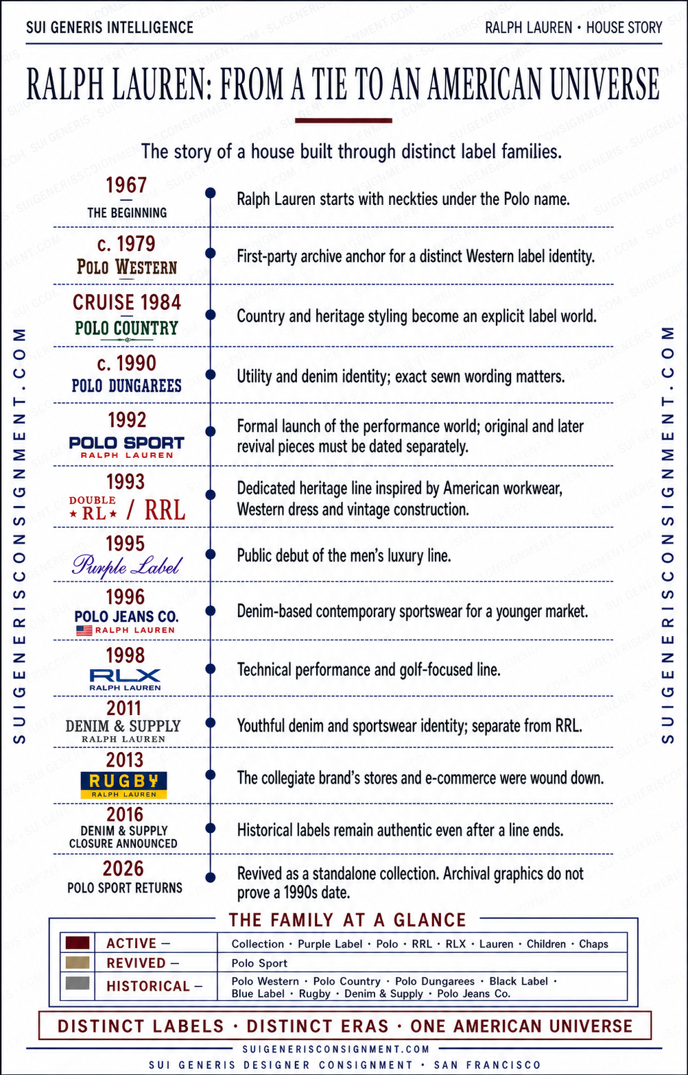 Ralph Lauren: From a Tie to an American Universe — Sui Generis Intelligence house-story timeline.