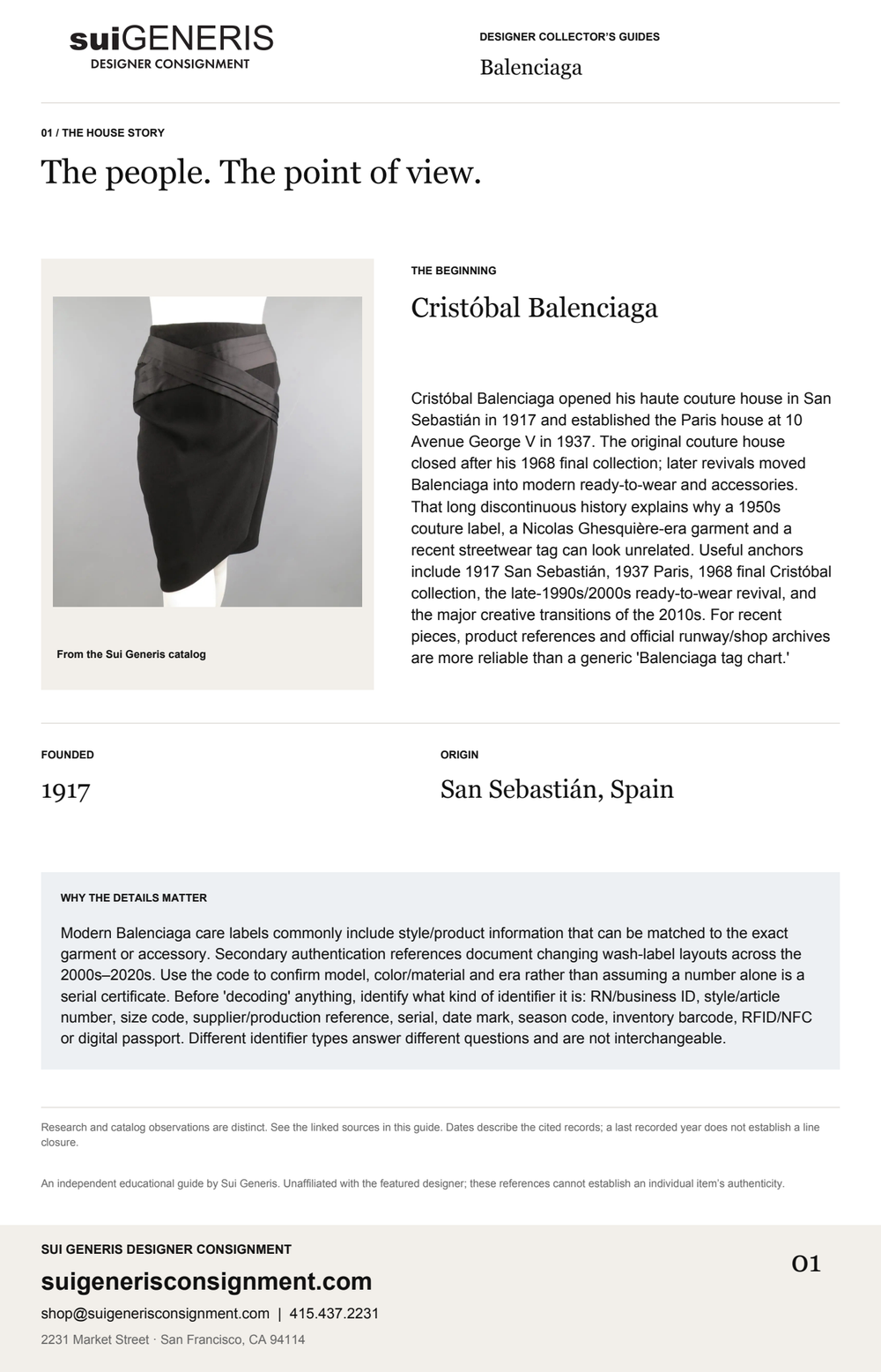 Balenciaga — The house story. Sui Generis Designer Collector’s Guide.
