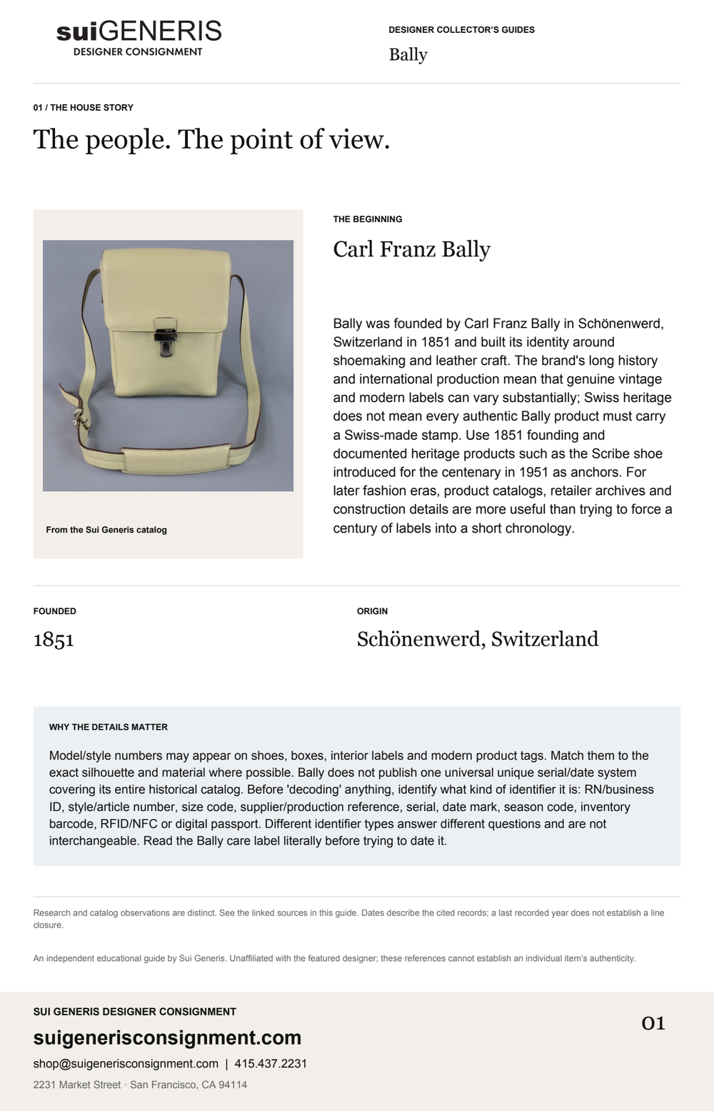 Bally — The house story. Sui Generis Designer Collector’s Guide.