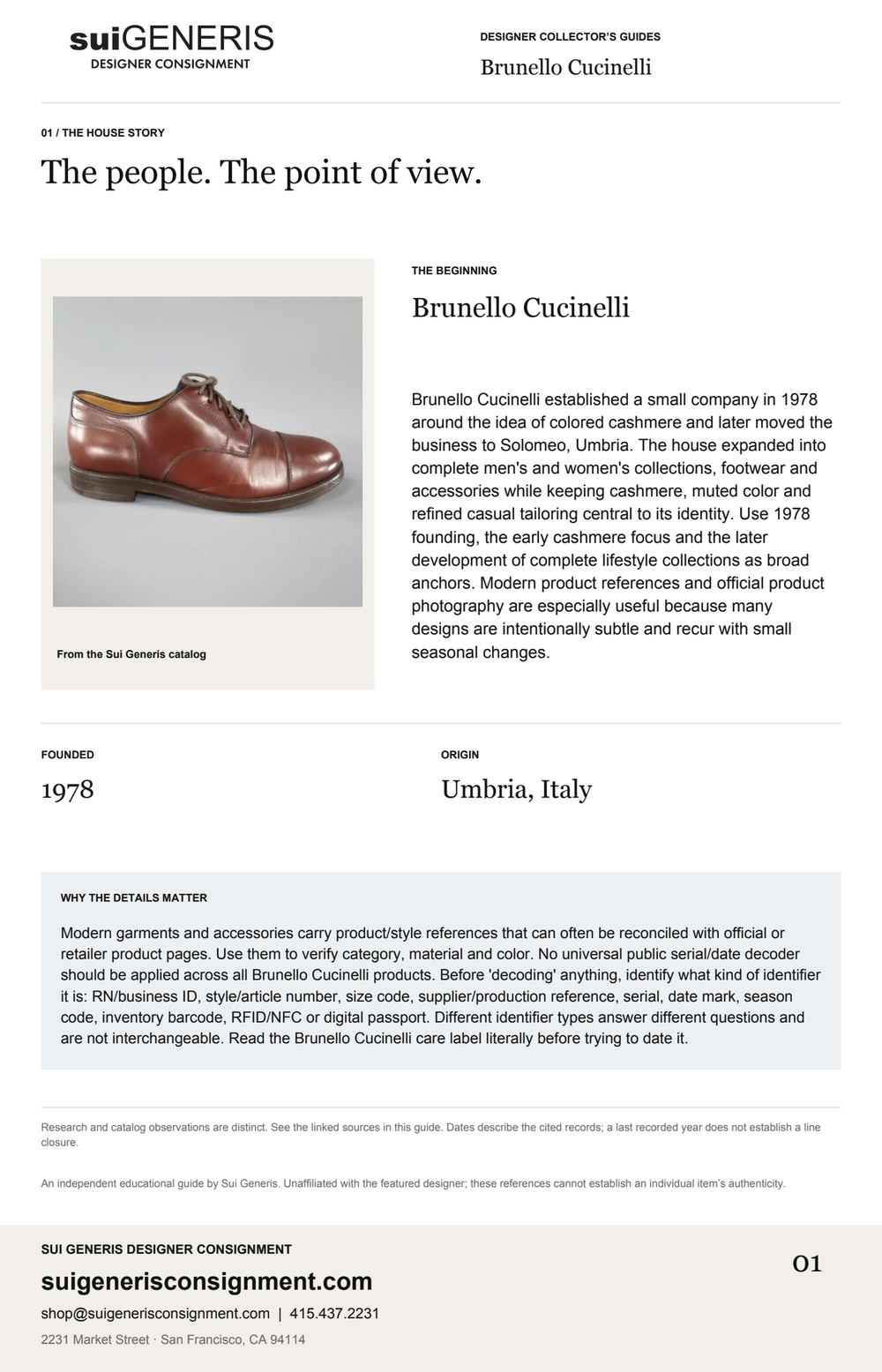 Brunello Cucinelli — The house story. Sui Generis Designer Collector’s Guide.