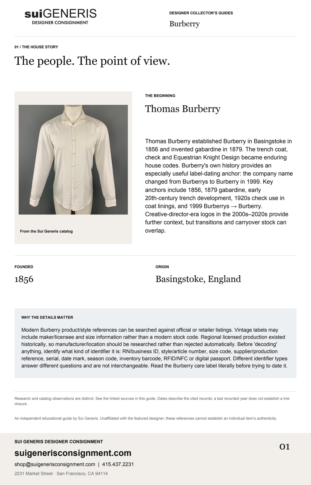 Burberry — The house story. Sui Generis Designer Collector’s Guide.