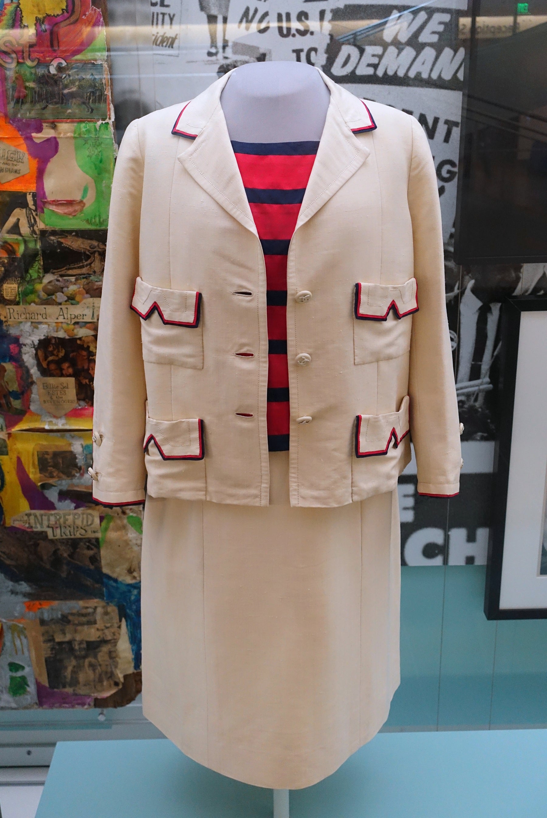 Early 1960s Chanel three-piece suit displayed at the National Museum of American History