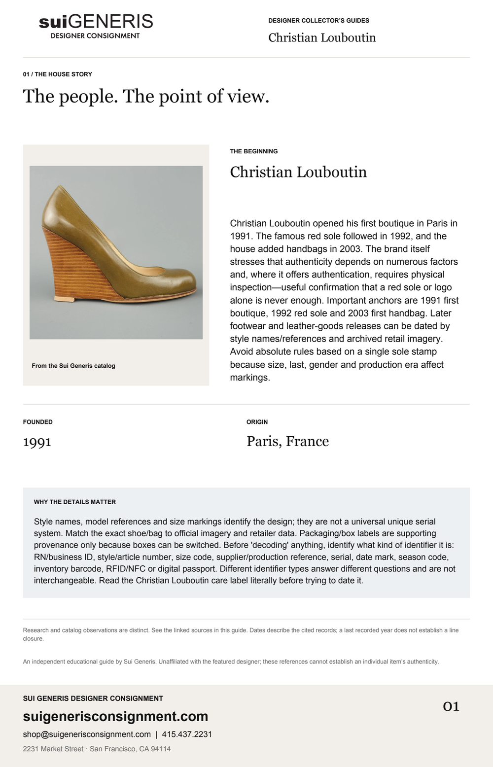 Christian Louboutin — The house story. Sui Generis Designer Collector’s Guide.