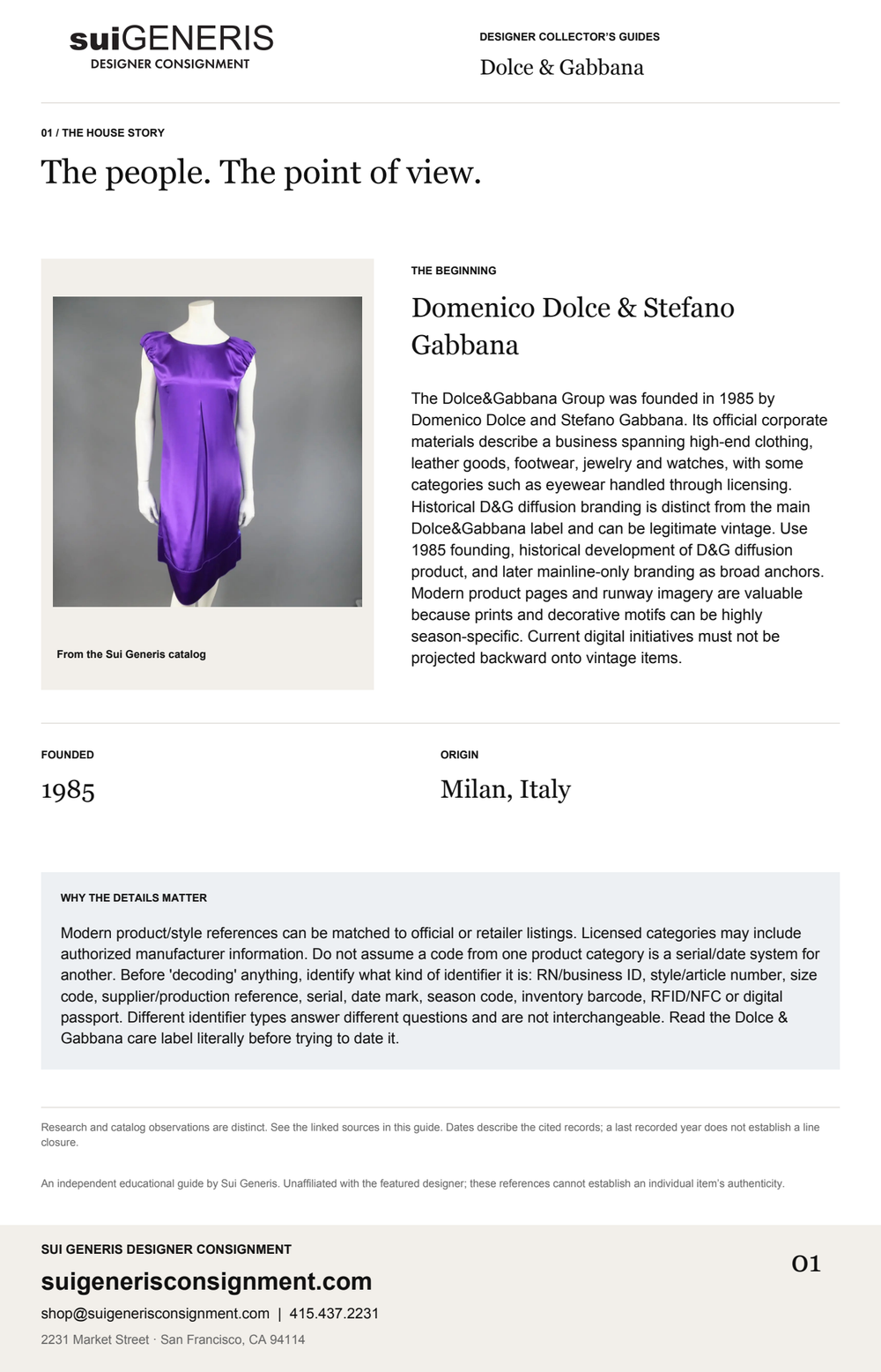 Dolce & Gabbana — The house story. Sui Generis Designer Collector’s Guide.