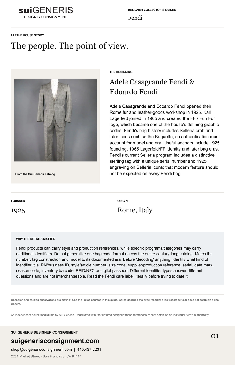 Fendi — The house story. Sui Generis Designer Collector’s Guide.