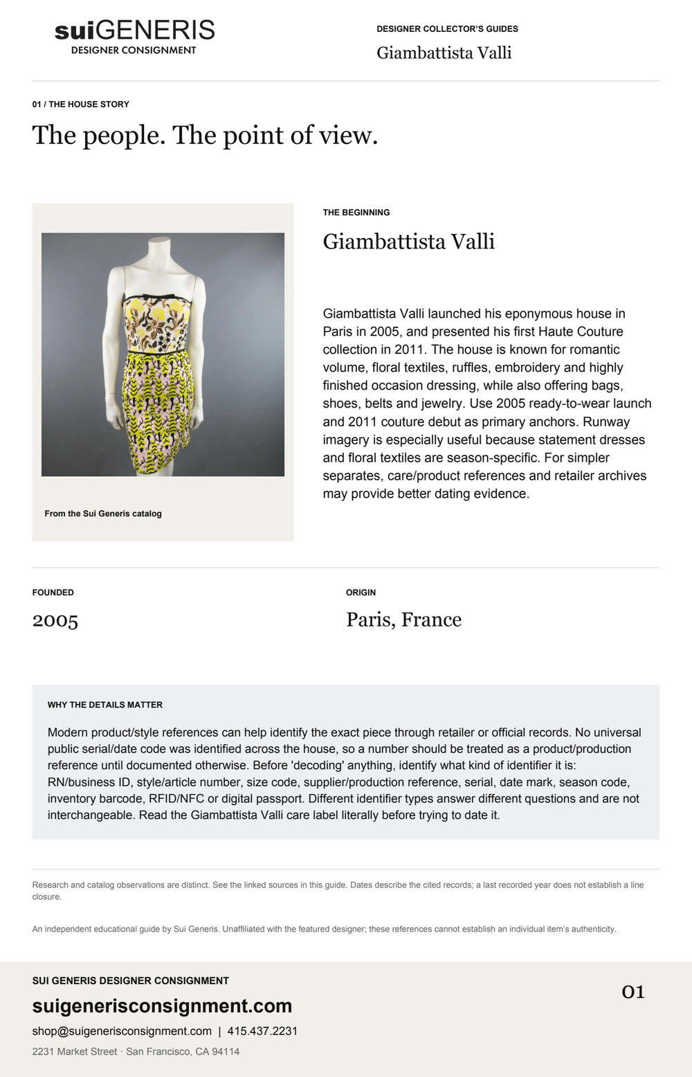 Giambattista Valli — The house story. Sui Generis Designer Collector’s Guide.