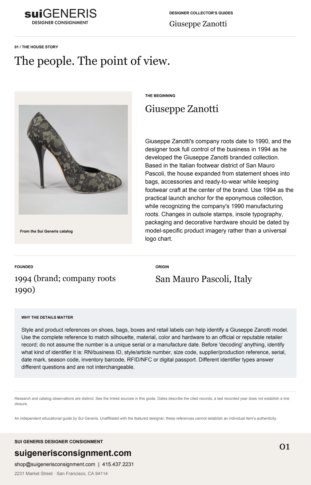 Giuseppe Zanotti — The house story. Sui Generis Designer Collector’s Guide.