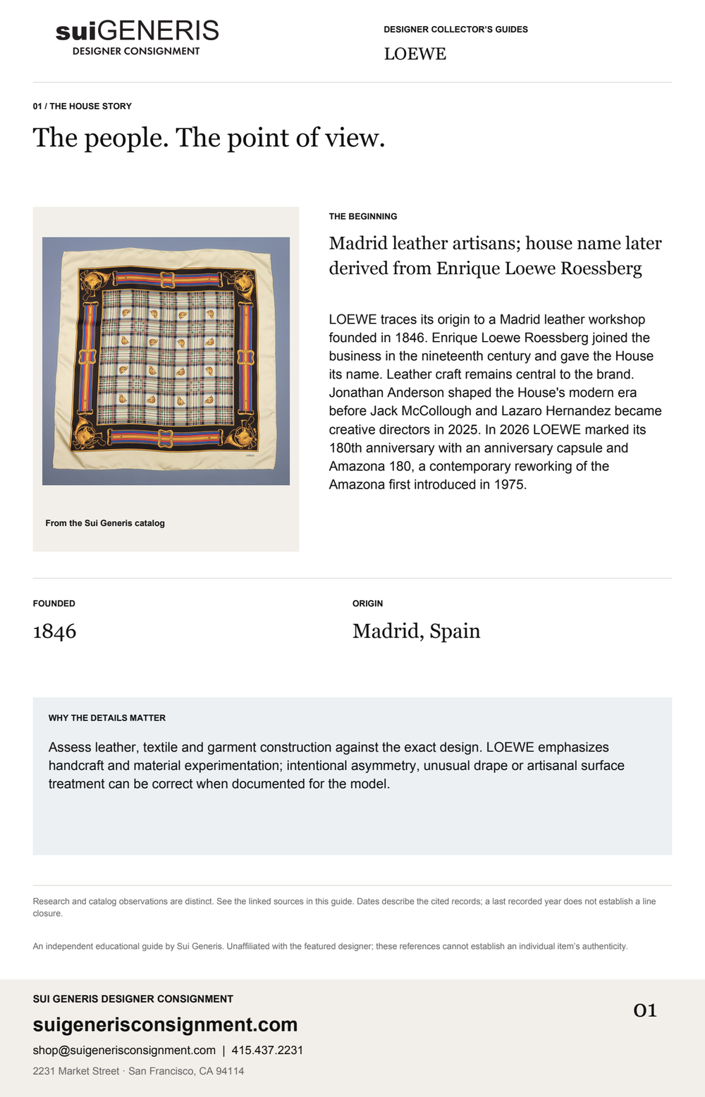 LOEWE — The house story. Sui Generis Designer Collector’s Guide.