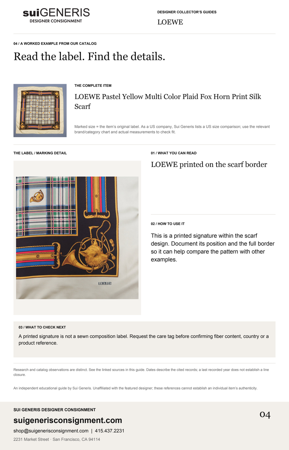 LOEWE — Read the label. Find the details. Sui Generis Designer Collector’s Guide.