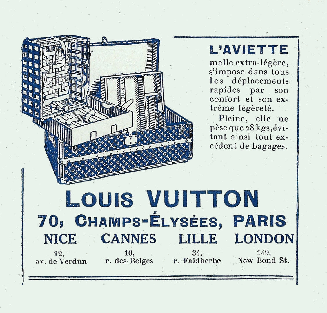 1925 Louis Vuitton advertisement for the Aviette aviation luggage
