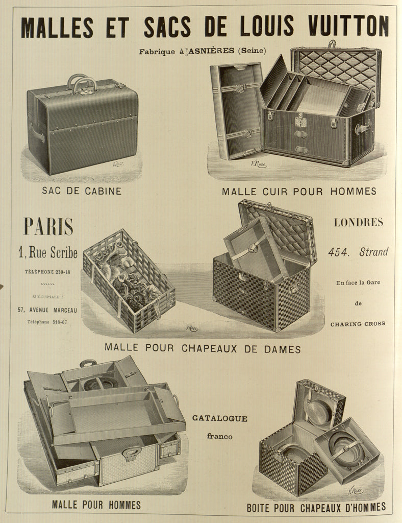 1898 Louis Vuitton advertisement from Le Theatre showing trunks and travel bags