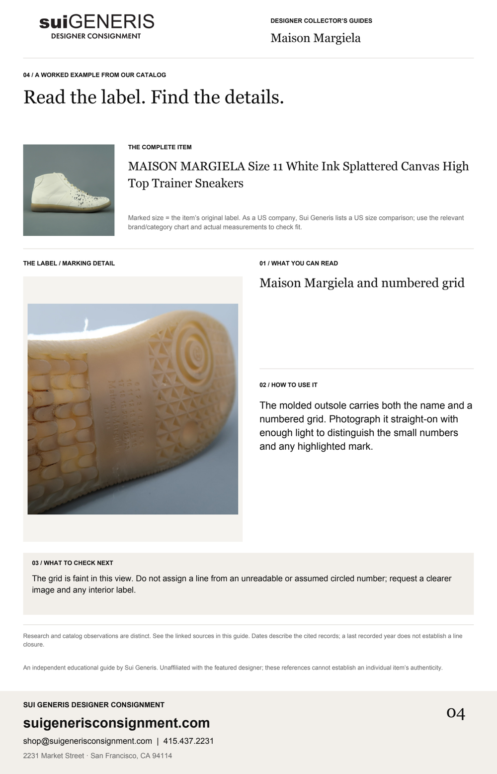 Maison Margiela — Read the label. Find the details. Sui Generis Designer Collector’s Guide.