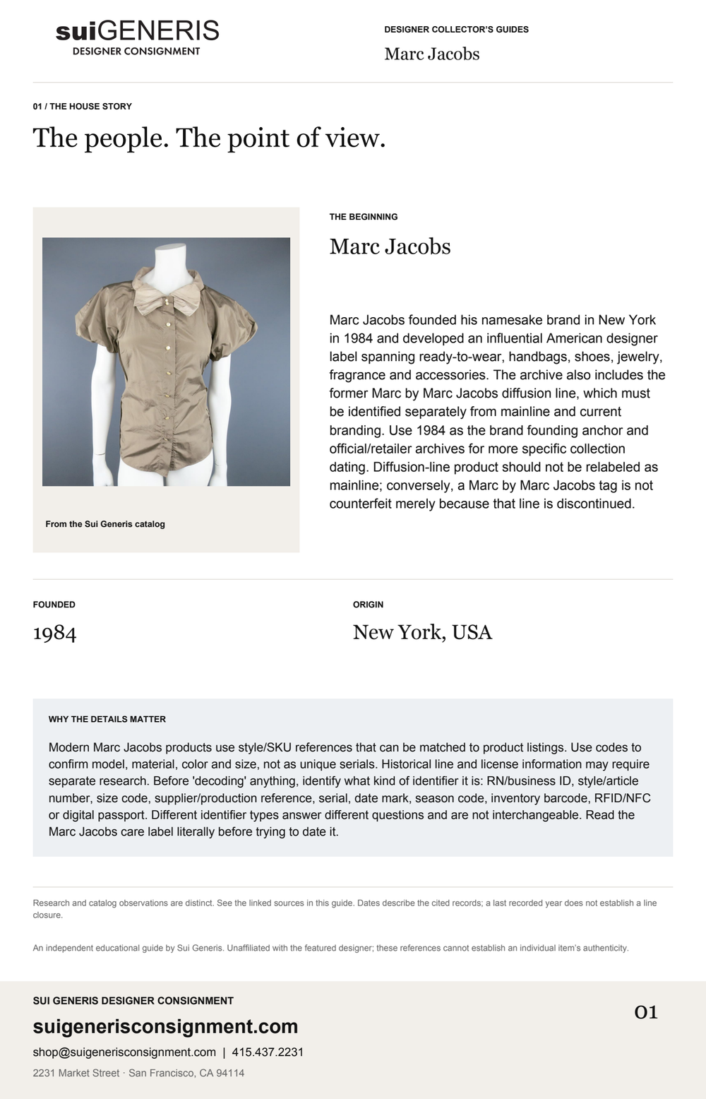 Marc Jacobs — The house story. Sui Generis Designer Collector’s Guide.