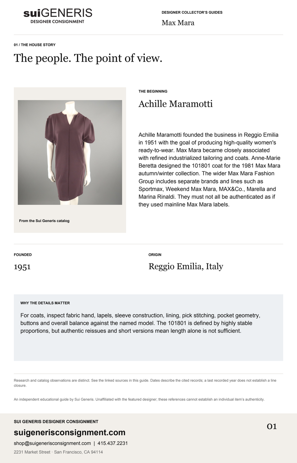 Max Mara — The house story. Sui Generis Designer Collector’s Guide.