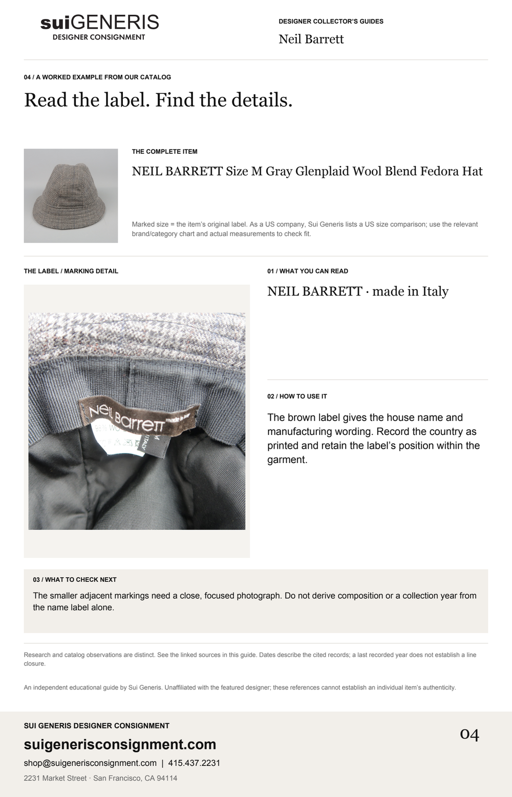 Neil Barrett — Read the label. Find the details. Sui Generis Designer Collector’s Guide.