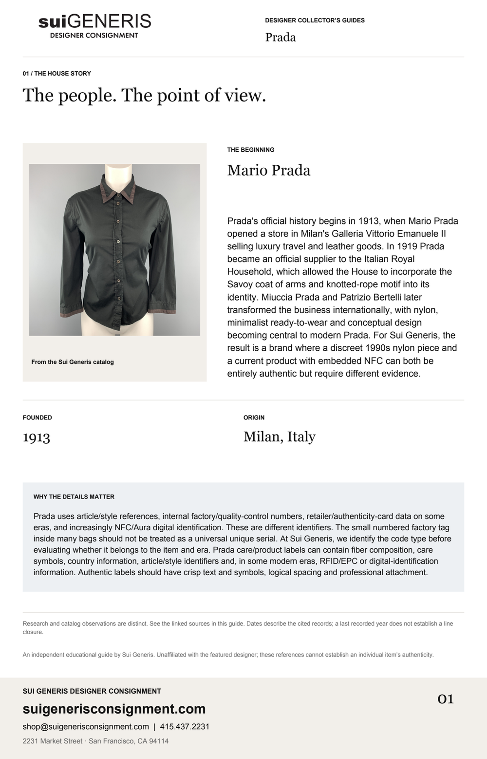 Prada — The house story. Sui Generis Designer Collector’s Guide.