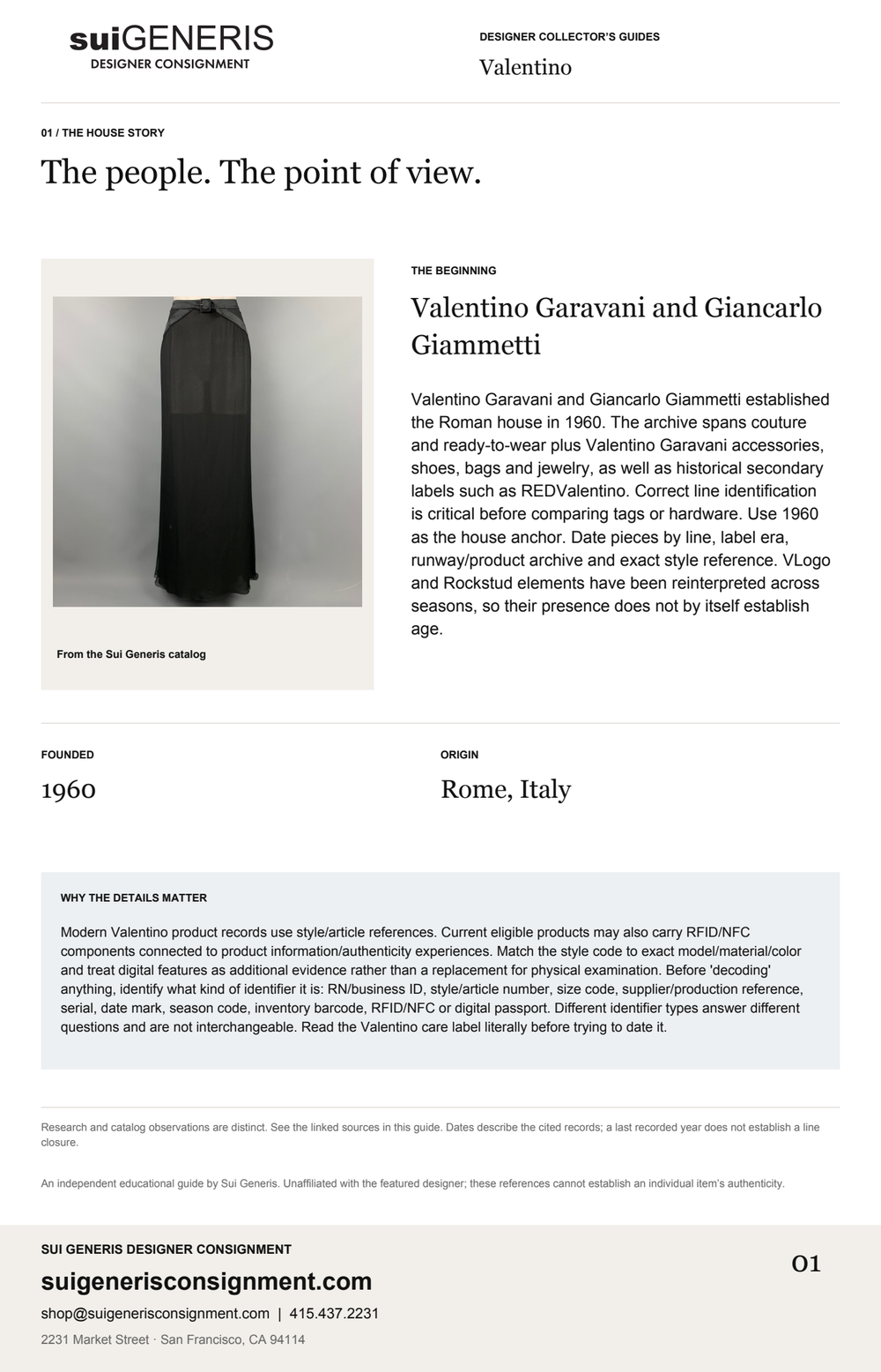 Valentino — The house story. Sui Generis Designer Collector’s Guide.