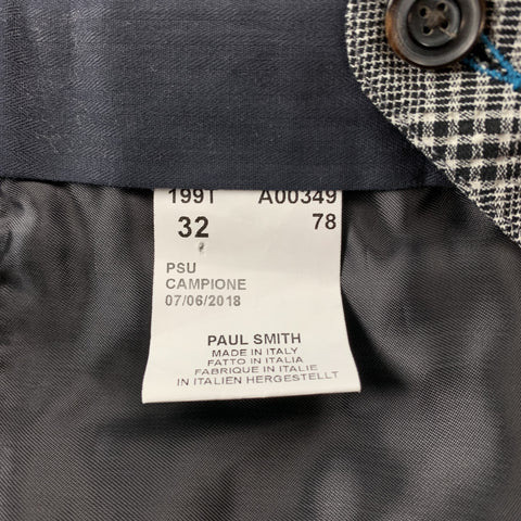 PAUL SMITH Size 32 Black & White Plaid Polyester Zip Fly Dress Pants