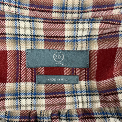 MCQ by ALEXANDER MCQUEEN Size S Burgundy White Plaid Short Sleeve Shirt