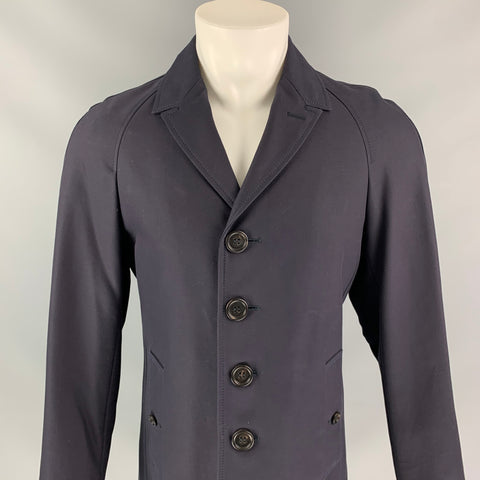 BURBERRY PRORSUM Pre-Fall 2013 Size 38 Navy Coated Cotton Coat
