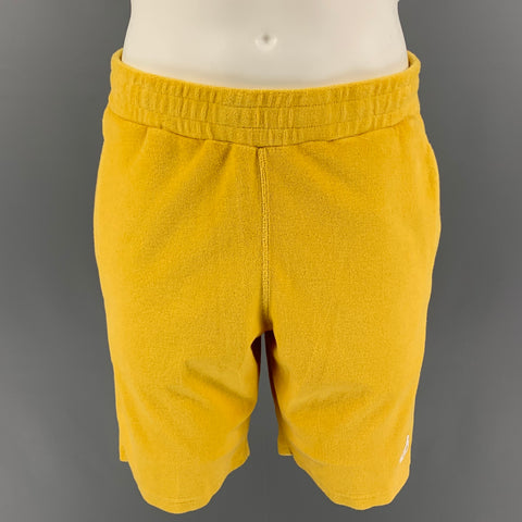 PALACE Size M Yellow Cotton Blend Drawstring Towelling Shorts