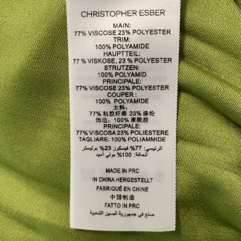 CHRISTOPHER ESBER Size 6 Green Black Viscose Polyester Lace Asymmetrical Dress
