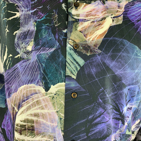ETRO Taille L Imprimer Chemise à manches longues boutonnée en coton noir et violet