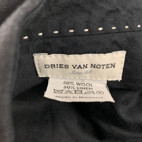DRIES VAN NOTEN Size 32 Black Wool Linen Dress Pants