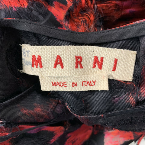 MARNI Size 4 Asymmetric Black & Red Silk Dots Blouse