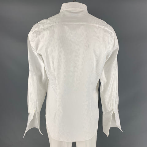 VERSACE COLLECTION Size L White Geometric Cotton French Cuff Long Sleeve Shirt