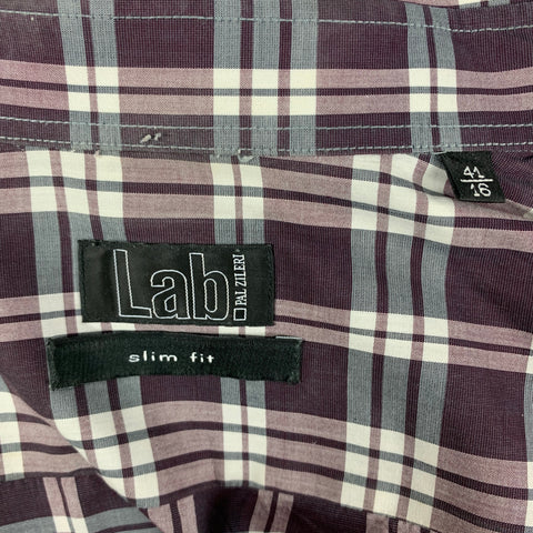 LAB by PAL ZILERI Size M White Purple Plaid Cotton Button Down Long Sleeve Shirt