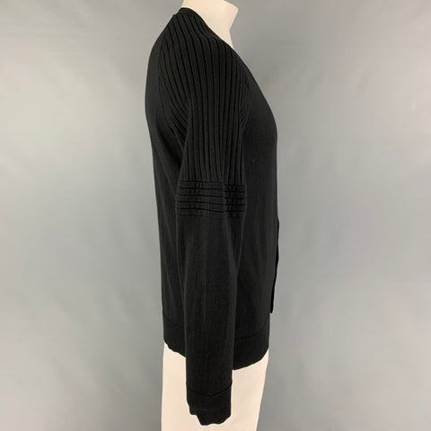 NEIL BARRETT Size XL Black Merino Wool V-Neck Cardigan