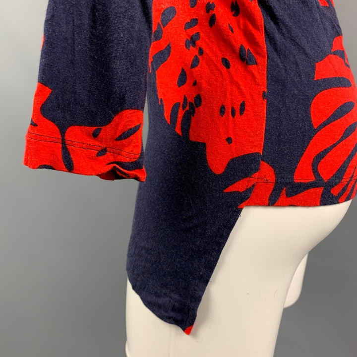 VIVIENNE WESTWOOD ANGLOMANIA Size M Navy / Red Leafs Asymmetrical T-Shirt