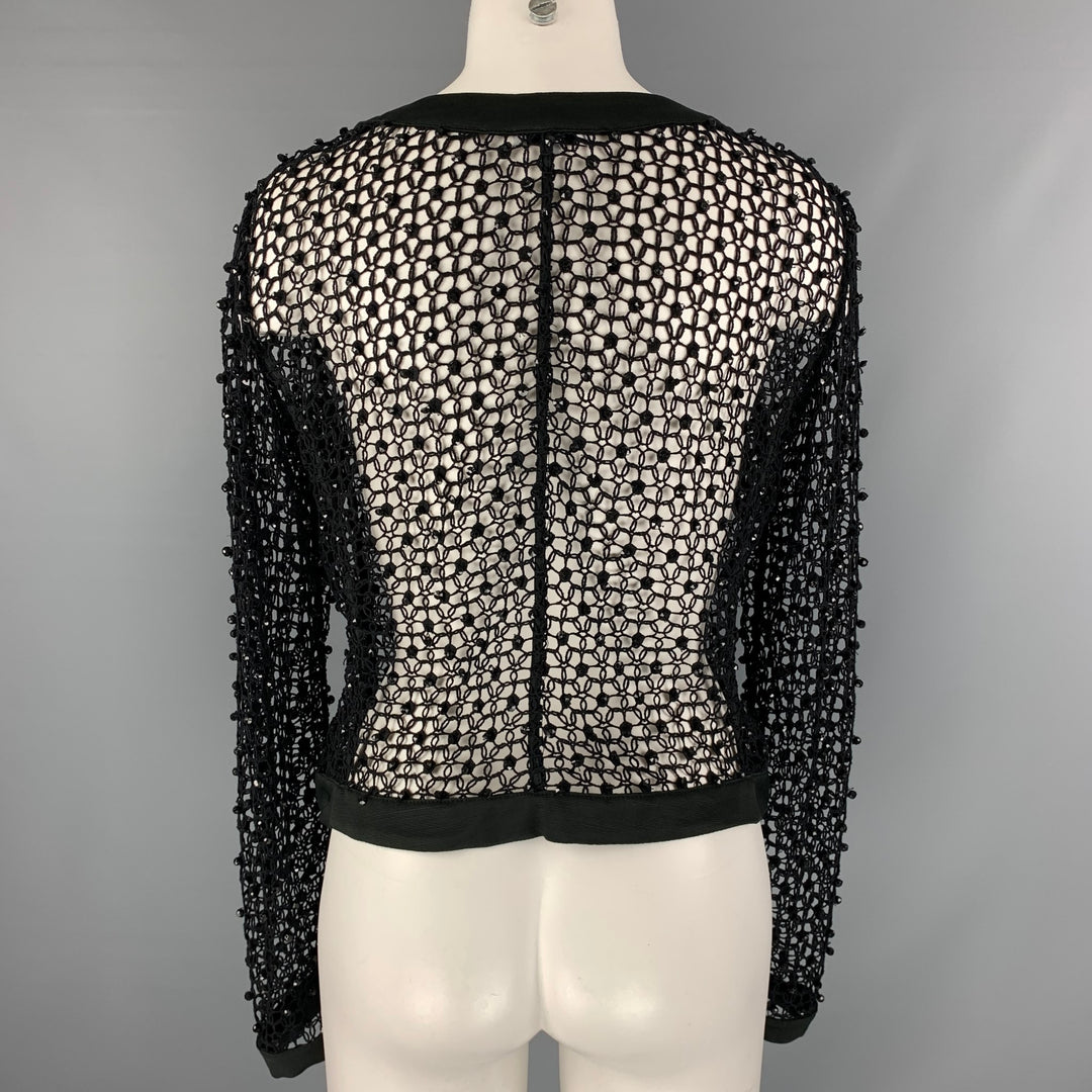 ARMANI COLLEZIONI Size 10 Black Mesh Scoop Neck Jacket