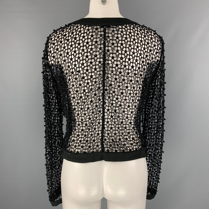 ARMANI COLLEZIONI Size 10 Black Mesh Scoop Neck Jacket