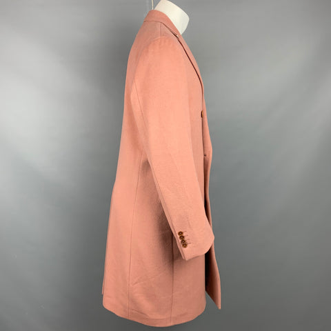 TODD SNYDER Size 42 Rose Wool / Cashmere Peak Lapel Double Breasted Coat