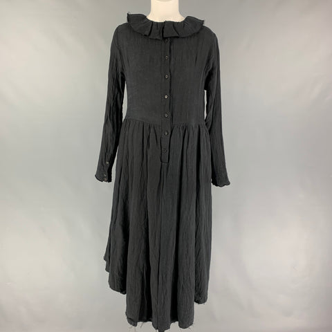 ALEKSANDR MANAMIS Size S Black Linen Long Sleeve Oversized Dress