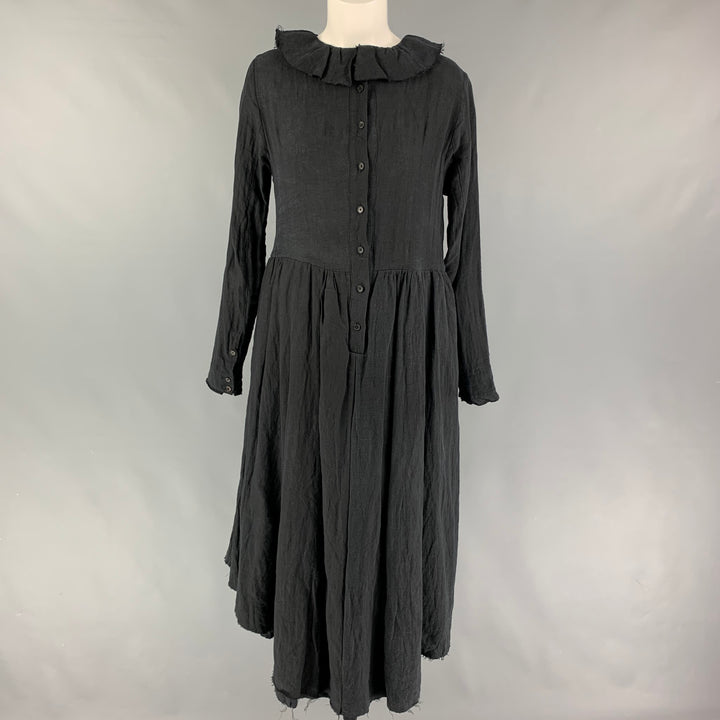 ALEKSANDR MANAMIS Size S Black Linen Long Sleeve Oversized Dress