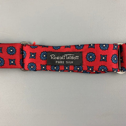ROBERT TALBOTT Burgundy Navy Print Silk Bow Tie