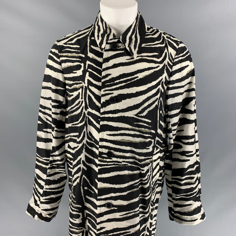 DRIES VAN NOTEN SS 20 Size 36 Black & White Zebra Polyamide Coat