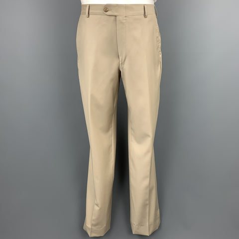 BURBERRY LONDON Size 36 Solid Tan Wool Notch Lapel Suit
