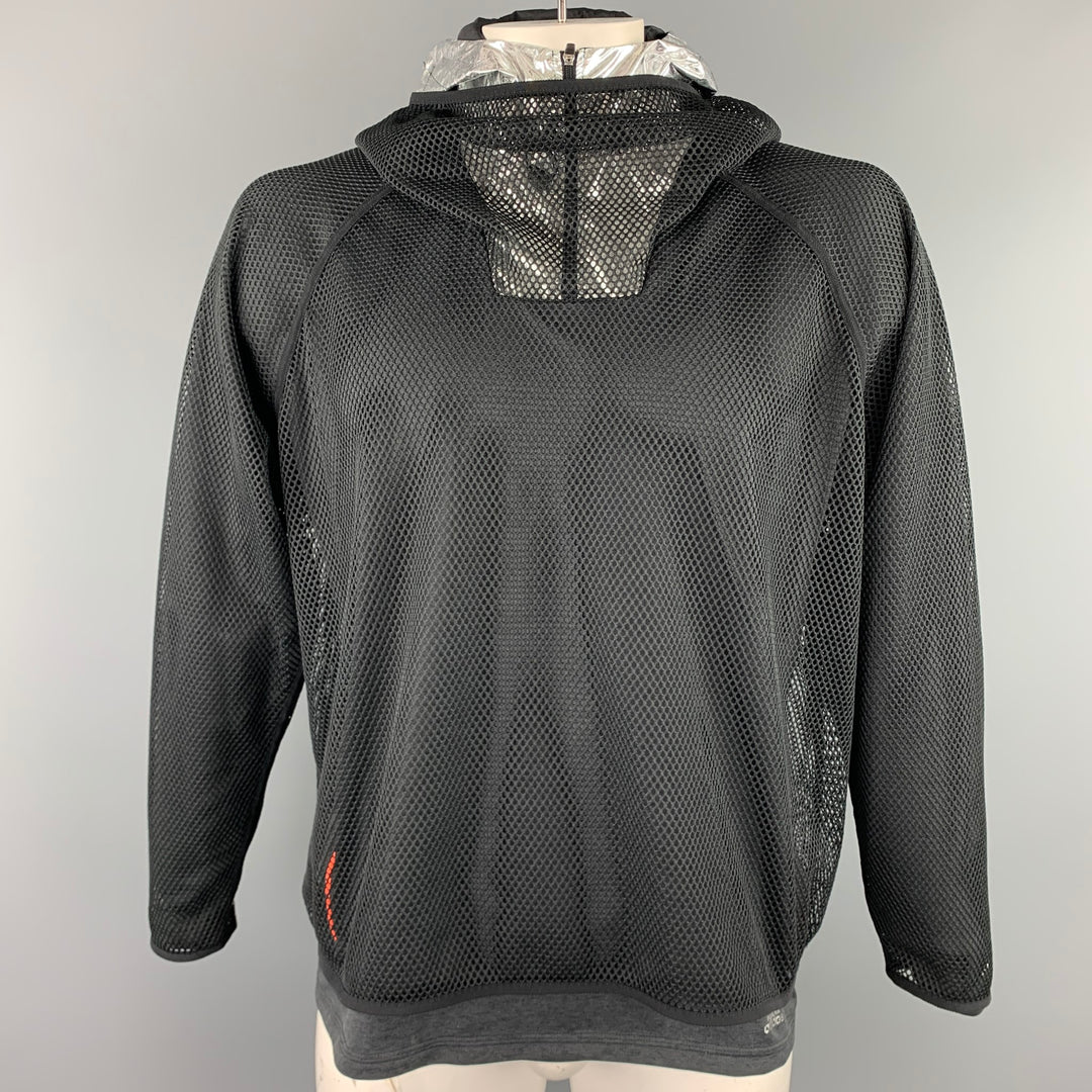 ADIDAS by KOLOR Taille XL Sweat à capuche en polyester maille noire et argentée