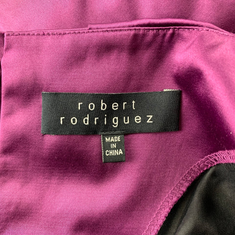 ROBERT RODRIGUEZ Size 4 Purple Cotton / Polyester V-Neck Sheath Cocktail Dress