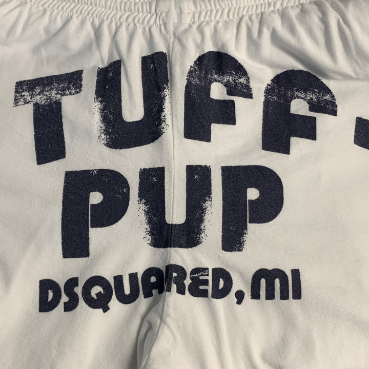 DSQUARED2 Size 30 Tuff Pup White Cotton Graphic Sweatpants