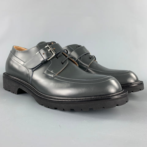 DRIES VAN NOTEN Size 12 Grey Leather Lace Up & Belt Shoes