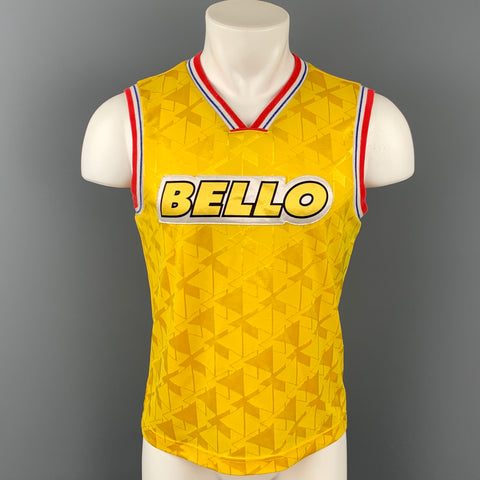 D&G by DOLCE & GABBANA Size M Yellow & White Applique Jersey Sleeveless Tank Top