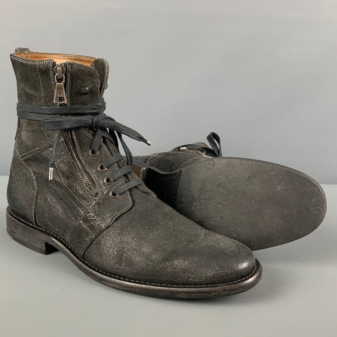 JOHN VARVATOS Taille 9.5 Bottes Bowery Gussett en cuir vieilli noir